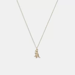 Coach 14 K Gold Rexy Pendant Necklace Jewelry Women Gold