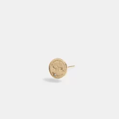 Coach 14K Gold Coin Single Stud Earring Jewelry Women Gold
