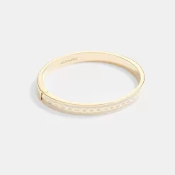 Coach 6 Mm Signature Enamel Bangle Jewelry Women Gold