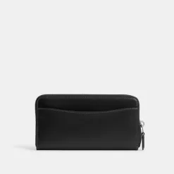 Coach Accordion Zip Wallet Large Purse Women Silver Black