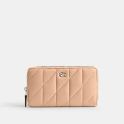 Coach Accordion Zip Wallet With Pillow Quilting Large Wallet Women Silver