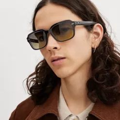 Coach Beveled Signature Square Sunglasses Sunglasses Men Dark Gray Light Gray