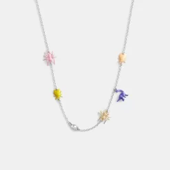 Coach Bug Charm Necklace Jewelry Women Silver Multicolored