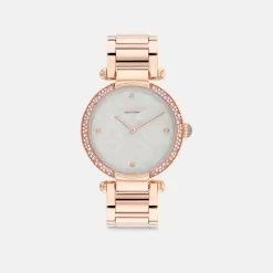 Coach Cary Watch, 34 Mm Watches Women Pink Gold Light Blue