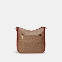 Coach Chaise Crossbody Bag In Signature Canvas Shoulder Bag Women Brown Red