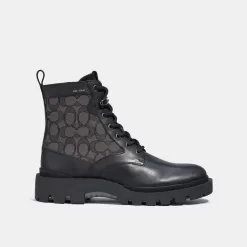 Coach Citysole Lace Up Boot In Signature Jacquard Boots Men Black