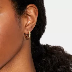 Coach Classic Crystal Pearl Huggie Earrings Jewelry Women Gold