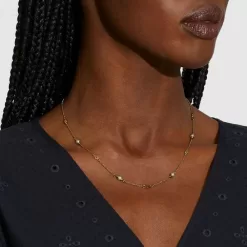 Coach Classic Crystal Pearl Necklace Jewelry Women Gold