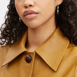 Coach Classic Pearl Chain Earrings Jewelry Women Gold