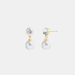 Coach Classic Pearl Drop Earrings Jewelry Women Gold