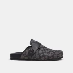 Coach Clog In Signature Jacquard Sandals Mens Gray Black