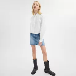 Coach Cropped Button Up Shirt Tops Women White