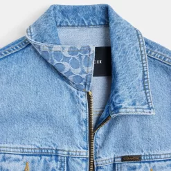 Coach Denim Crop Jacket In Organic Cotton Jackets Women Blue