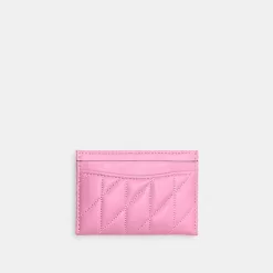 Coach Essential Card Case With Pillow Quilting Card Case Women Silver Pink