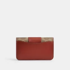 Coach Essential Slim Card Case In Signature Canvas Card Case Women Brown Red