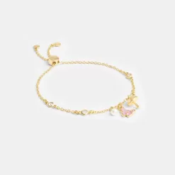 Coach Garden Charms Slider Bracelet Jewelry Women Gold Multicolor