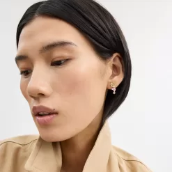 Coach Garden Charms Stud Earrings Jewelry Women Gold Multicolored