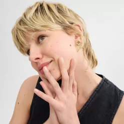 Coach Garden Flower Stem Stud Earrings Jewelry Women Gold