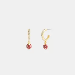 Coach Garden Ladybug Drop Earrings Jewelry Women Gold Multicolored