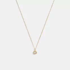 Coach Halo Round Pendant Necklace Jewelry Women Gold