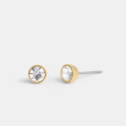 Coach Halo Round Stud Earrings Jewelry Women Gold
