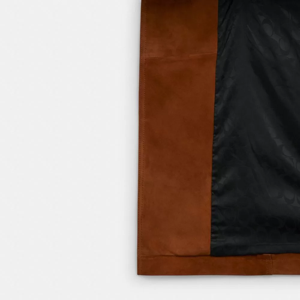 Coach Heritage C Suede Trench Coat Jackets Women Multicolored Coach Heritage C Suede Trench Coat Jackets Women Multicolored