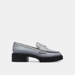Coach Leah Loafer With Quilting Flat Shoes Women Gray Blue
