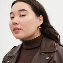 Coach Lollipop And Lips Mismatch Earrings Jewelry Women Silver Multicolor