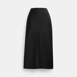 Coach Long Satin Midi Skirt Bottoms Women Black