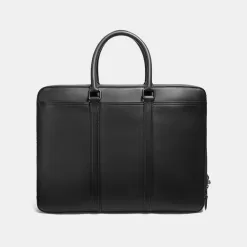 Coach Metropolitan Slim Brief Briefcase Men Black Copper Black