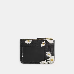 Coach Mini Skinny ID Case With Floral Print Card Case Women Black Multicolor