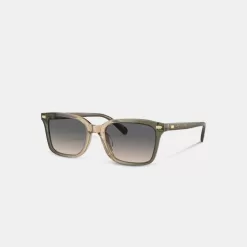 Coach Narrow Square Sunglasses Sunglasses Men Green Brown