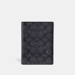 Coach Passport Case In Signature Canvas Travel Bag Men Gray