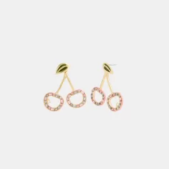 Coach Pave Cherry Drop Earrings Jewelry Women Gold Multicolor
