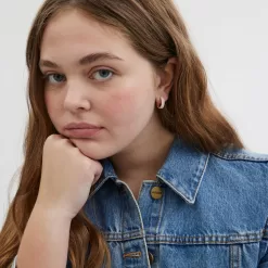 Coach Pave Huggie Earrings Jewelry Women Pink Gold