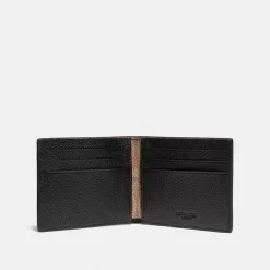 Coach Slim Billfold Wallet With Signature Canvas Detail Wallets Men Black Khaki