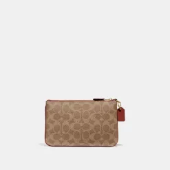 Coach Small Wristlet In Signature Canvas Watches Womens Brown Red