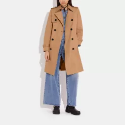 Coach Trench Coat Jackets Women Khaki