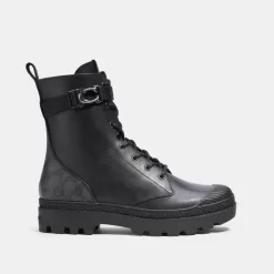 Coach Tucker Boot With Signature Canvas Boots Men Black