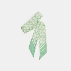 Coach Vintage Signature Print Silk Skinny Scarf Women Multicolor