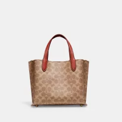 Coach Willow Tote Bag 24 In Signature Canvas Tote Bags Women Brown Red