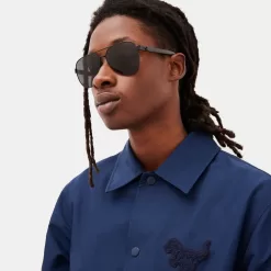 Coach Wire Frame Pilot Sunglasses Sunglasses Men Black