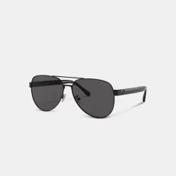 Coach Wire Frame Pilot Sunglasses Sunglasses Men Black
