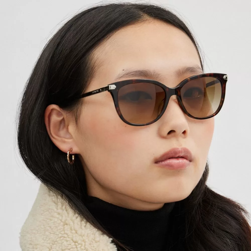 Coach Wrap Around Hangtag Square Sunglasses Eyewear Women Multicolor