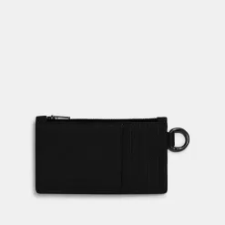 Coach Zip Card Case Card Sleeve Men Black